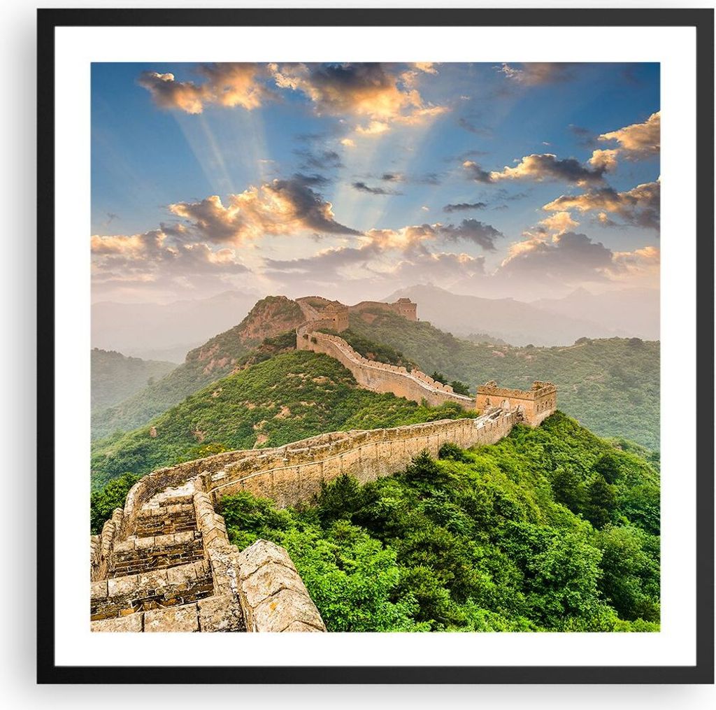 Gerahmtes Poster - Schwarzer Rahmen - Wand Berg asiatisch china - 60x60 cm - Wand Bild - Wanddeko - Wandbilder - Wandposter - Bilderrahmen - Bilder...