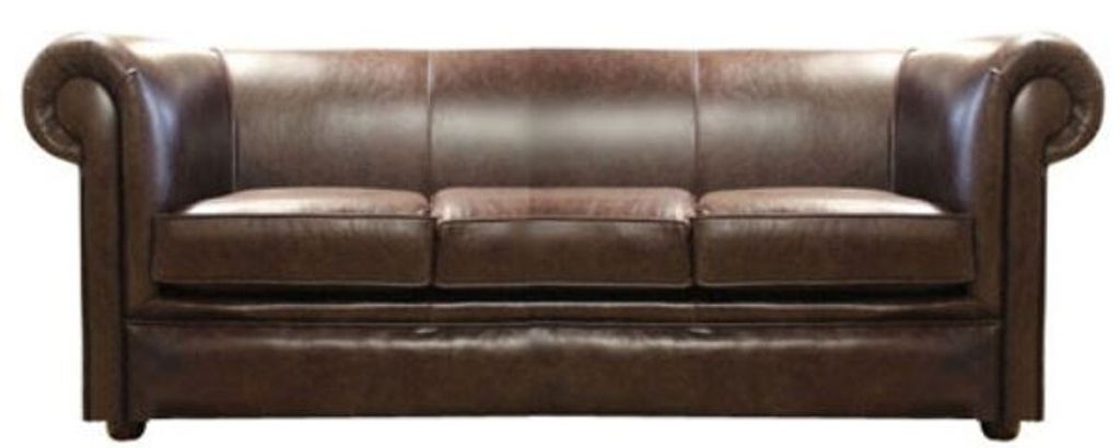 Casa Padrino Echtleder 3er Wohnzimmer Sofa Dunkelbraun 200 x 90 x H. 80 cm - Luxus Wohnzimmermöbel
