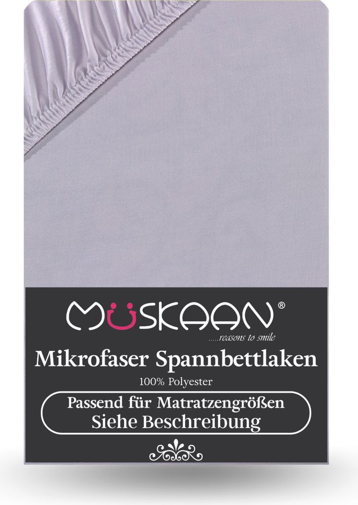 Microfaser Spannbettlaken 90x200 cm - 100x200 cm Hellgrau / Silber Grau