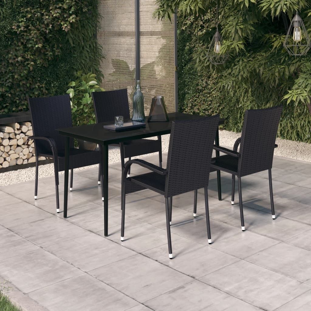 Maison Exclusive - 5-tlg. Garten-Essgruppe Schwarz