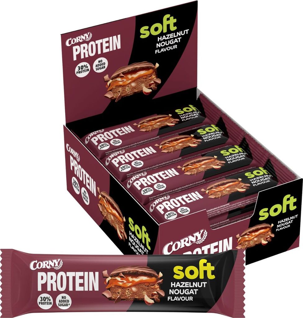 Corny PROTEIN Soft Hazelnut Nougat, 12x45g (MHD: 14.06.2025)