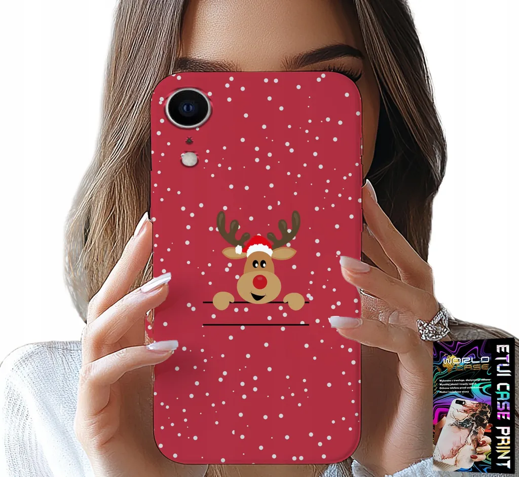 Custodia Per Iphone Xr - Renna Di Natale + Vetro