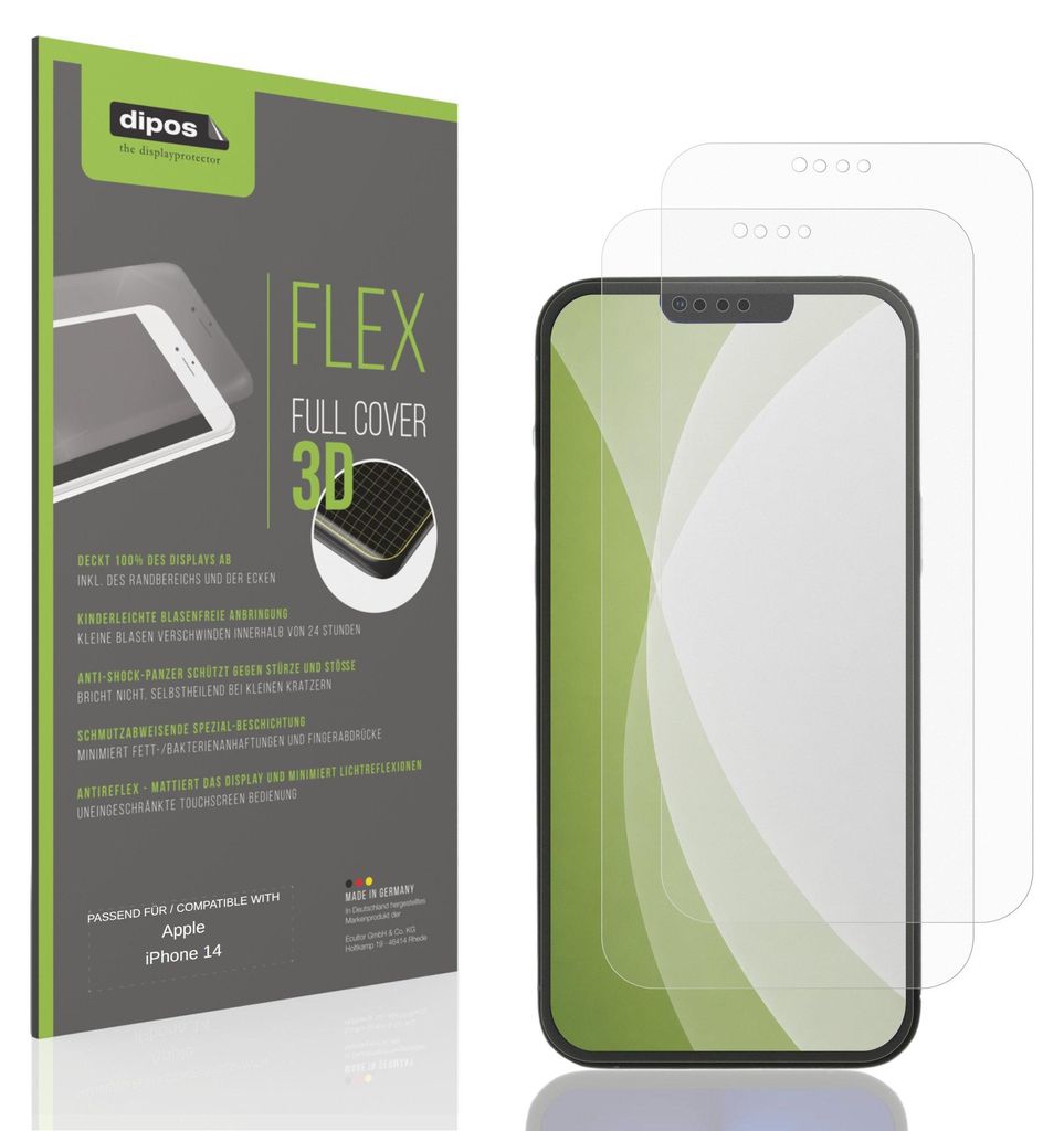 2x Full Cover Schutzfolie matt für Apple iPhone 14 Produktbild 