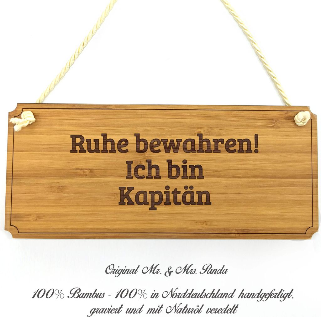 Mr. & Mrs. Panda Schild Kapitän - Geschenk, Shabby, Abschluss, Holzschild, Ausbildung, Türschild, Reklameschild, Geschenkidee, Wegweiser, Landhau...