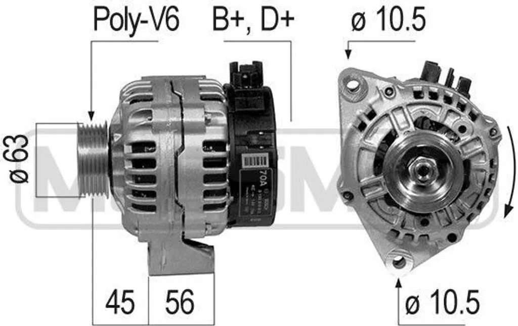 Alternateur de rechange 80A pour Citroën Jumpy Berlingo et Fiat Scudo