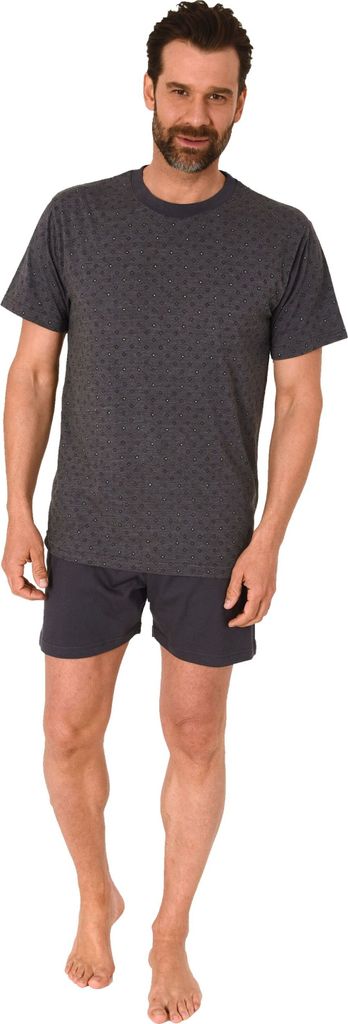 Normann Herren Schlafanzug kurz Shorty Pyjama in melange Optik ; anthrazit-mel. , 48