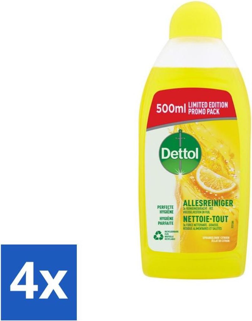 Dettol Power & Fresh Allzweckreiniger Citrus 500 ml - Vorteilspack - 4 Stücke