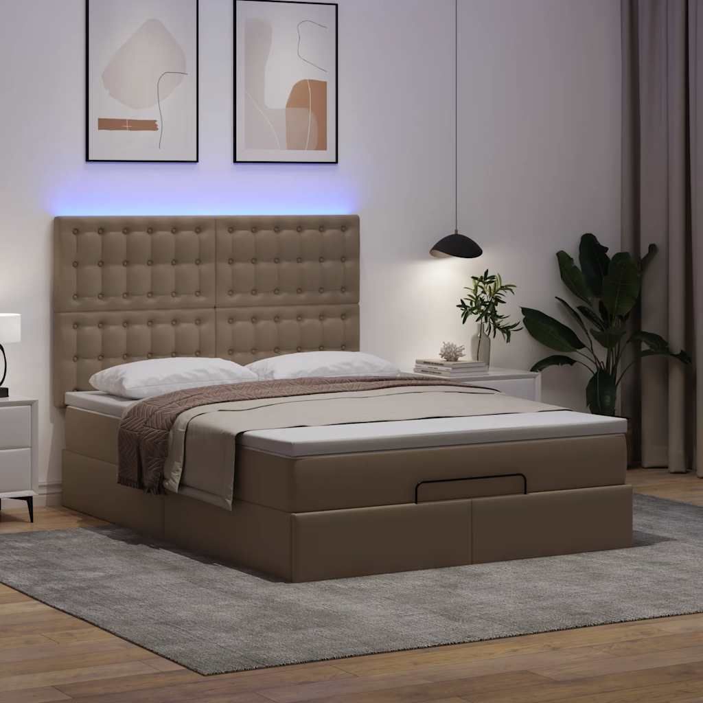 Maison Exclusive - Ottoman-Bett mit Matratze & LEDs 140x190cm Kunstleder