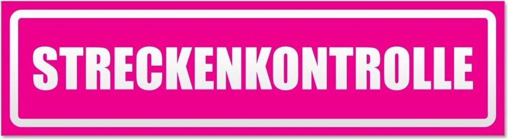 Kiwistar Streckenkontrolle invertiert Magnetschild Schild magnetisch - 60cm Pink - Magnetfolie für Auto PKW Kfz