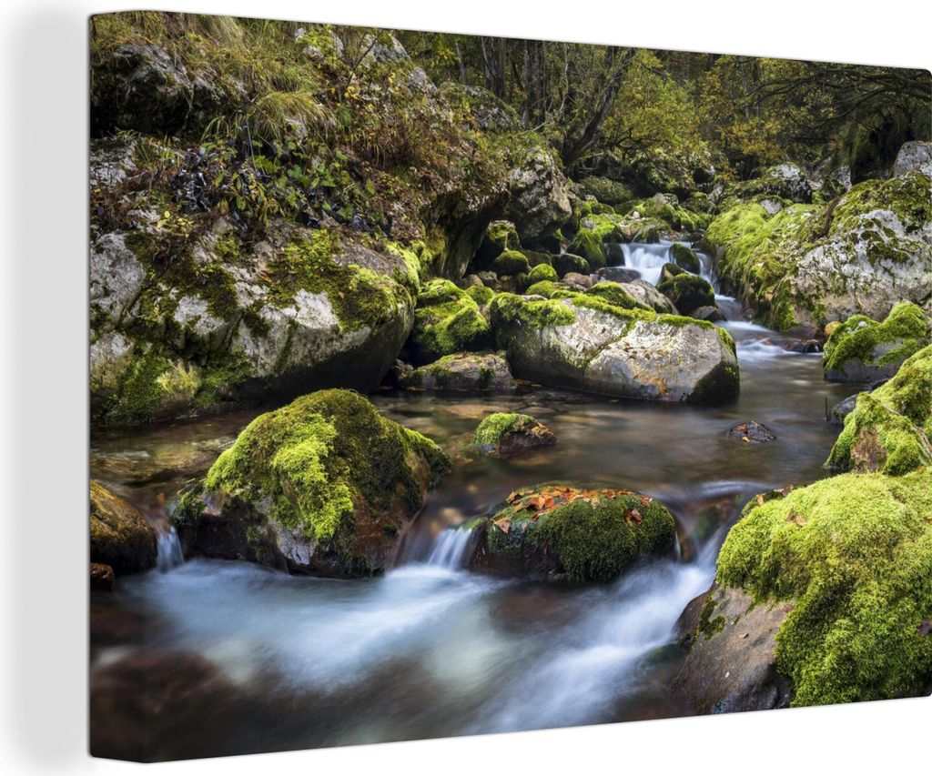 OneMillionCanvasses - Leinwandbilder - 140x90 cm, Geprägte Felsen im Triglav-Nationalpark, Slowenien, Wandbilder Kunstdruck Wanddekoration - Fot...