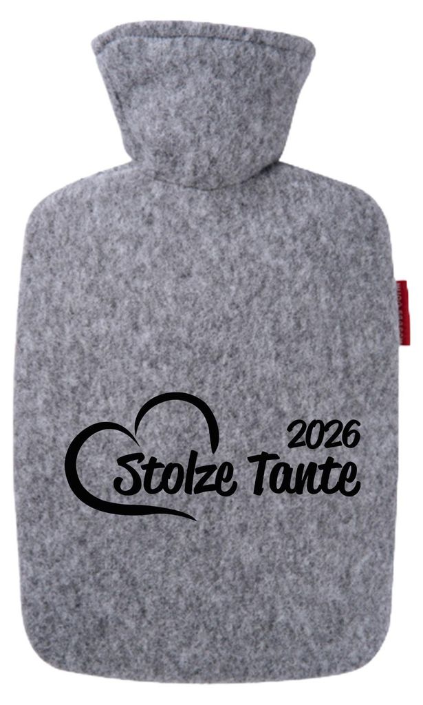 Huuraa Wärmflasche Stolze Tante 2026 Herz 1,8 Liter Filz Classic Filzbezug Bettflasche Geschenkidee