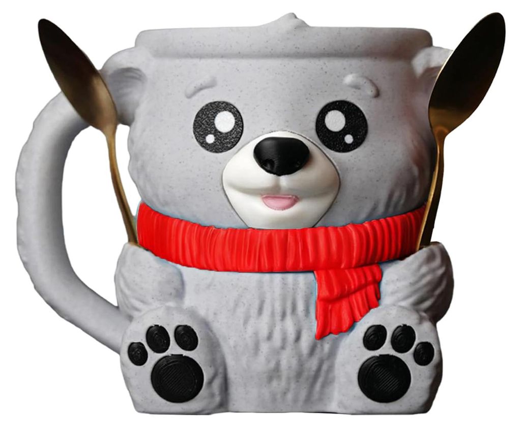 Eisbär-Eisbecherhalter mit versteckter Snackschublade, passend für 0,5-Liter-Becher und Bierdosen – ein süßes Eiscreme-Accessoire!