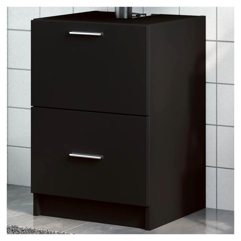 Waschbeckenunterschrank für das Badezimmer, Badschrank mit Stauraum, Schwarz Holzwerkstoff
