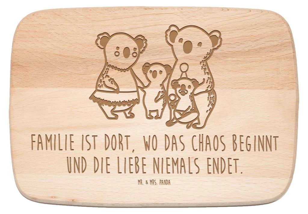 Mr. & Mrs. Panda Holzbrett Koala Familie - Transparent - Geschenk, Frühstücksbrett, Mama, Family, Holzbrettchen, Papa, Muttertag, Kinder, schneid...