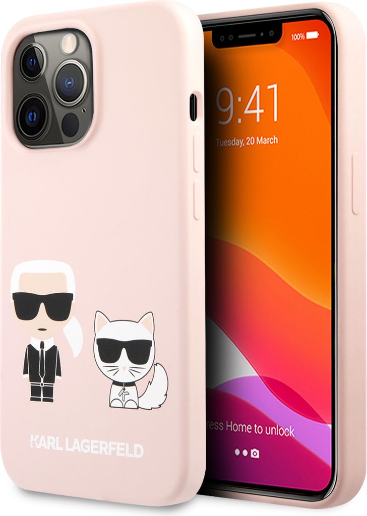 Fall Karl Lagerfeld Silikon Karl&Choupette Na Iphone 13 Pro / Iphone 13 - Jasnoróżowe