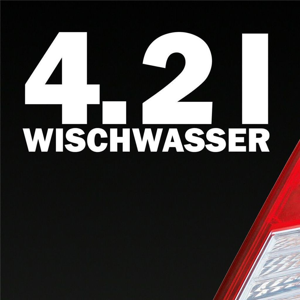 Auto Aufkleber 4,2 l Wischwasser Liter Tuning 15x7 cm Weiss Glanz Sticker Heckscheibenaufkleber