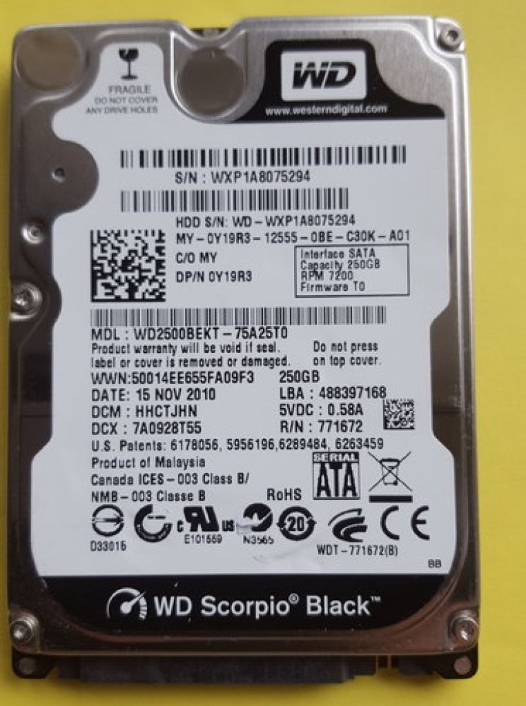 Western Digital WD2500BEKT  250GB SATA 2,5" Produktbild 