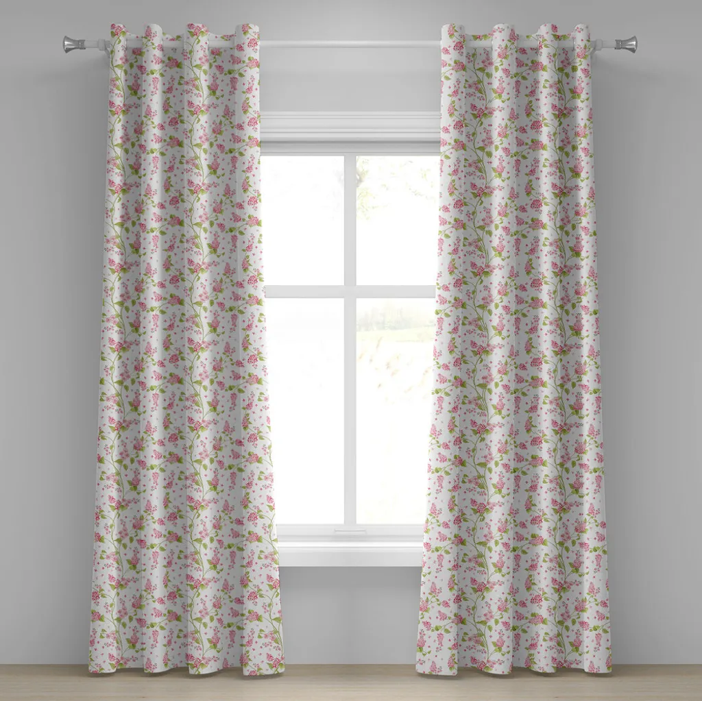 Rideaux décoratifs à motifs fleurs de lavande et lierre 2 panneaux