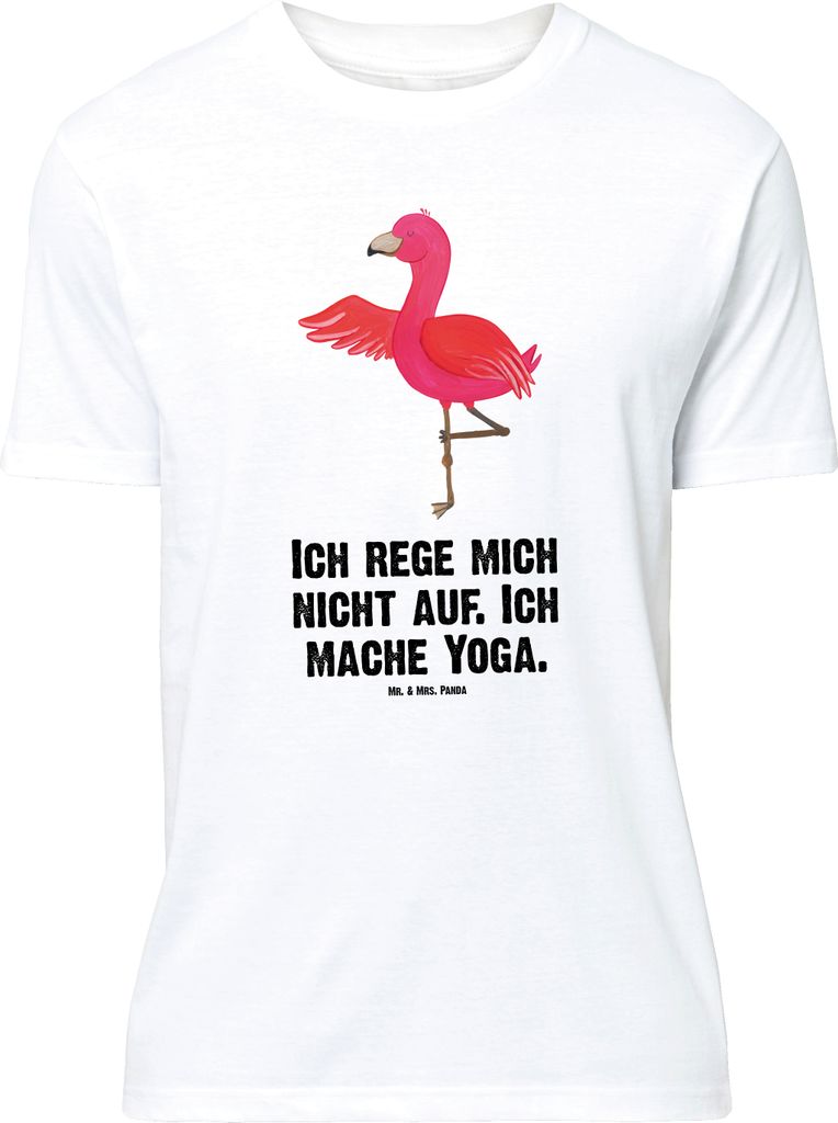 Mr. & Mrs. Panda Größe XL T-Shirt Flamingo Yoga - Weiß - Geschenk, mit Spruch, Shirt, Entspannung, Baum, Tshirt, Namaste, Yogi, Aufgeregt