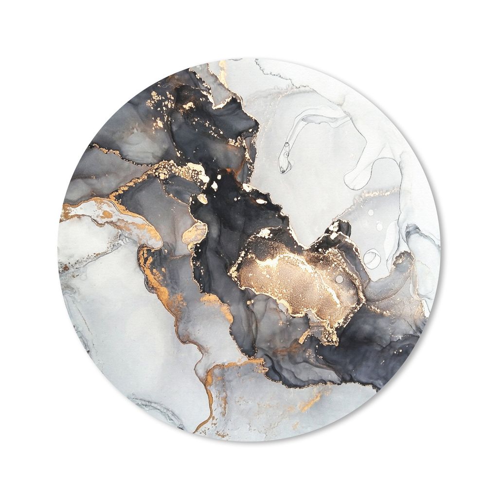 MuchoWow Mauspad Mousepad Marmor - Schwarz - Weiß - Gold - Luxus - Abstrakt 30x30 cm - Mousepads - Maus Mat - Pad - Mausunterlage - Tischunterla...