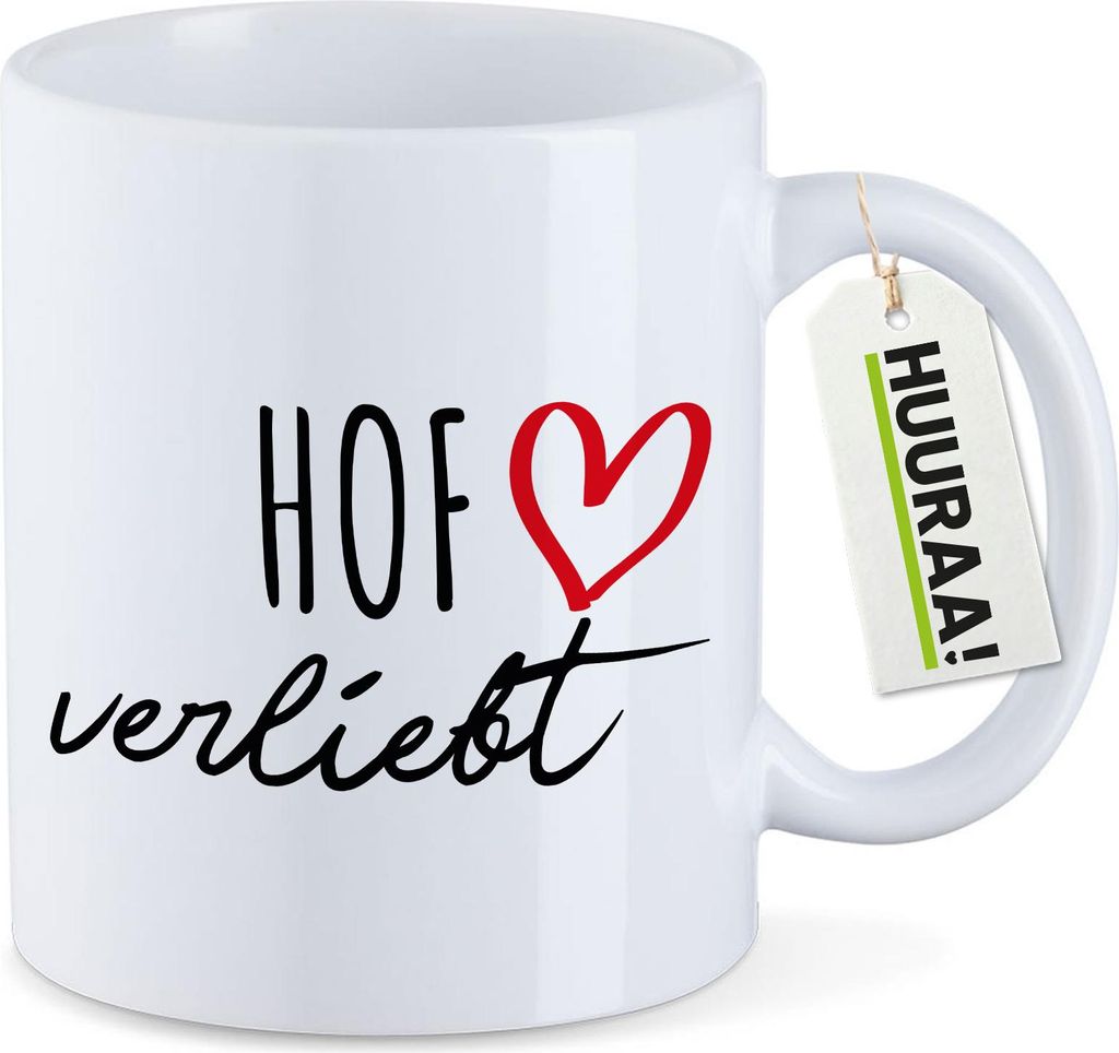 Huuraa Kaffeetasse Hof verliebt 330ml Weiß Keramik Kaffeebecher Geschenkidee