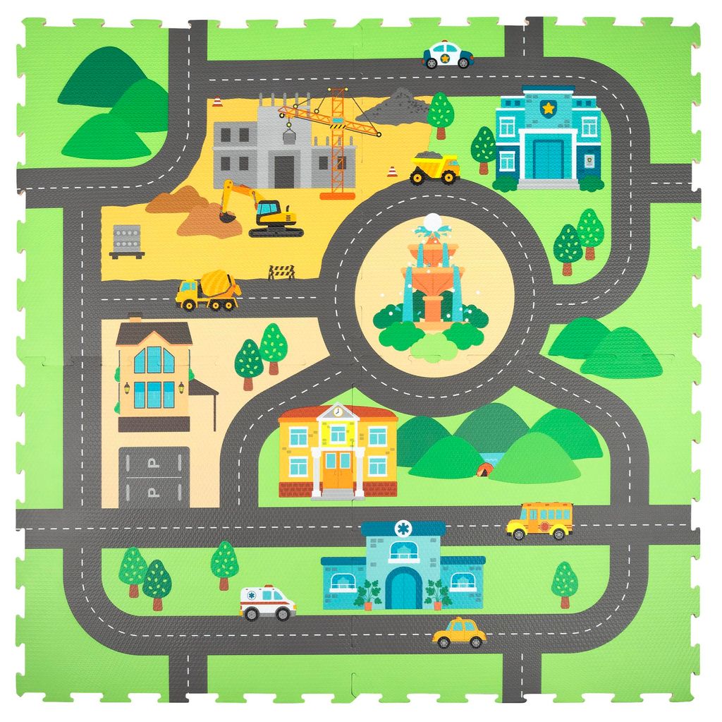 Leerondergrond 120x120. Dikke schuimrubberpuzzel, 4 stuks. Productafbeelding 