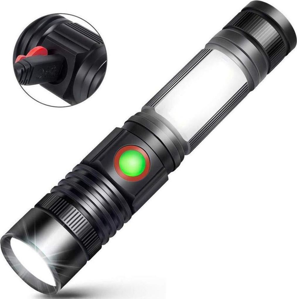 LED-Fackel, USB-wiederaufladbar, Super-Bright-Cob-Arbeitslicht, Workshop-Lampe, zoomable Handheldlampe für Outdoors / Camping / Wanderung / Sport ...