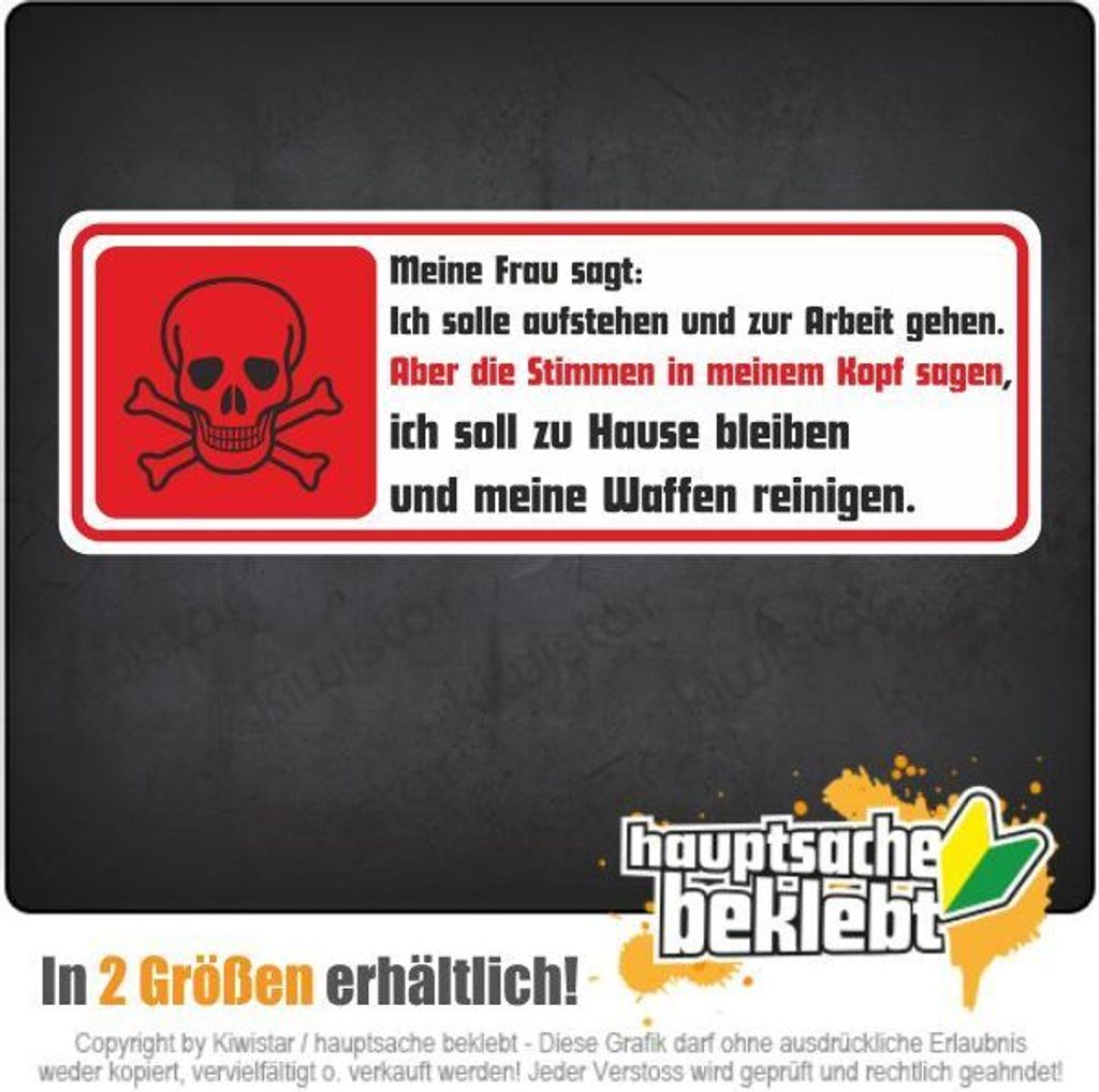 Kiwistar - Autoaufkleber - 10x3,5 cm - außen klebendKiwistar Autoaufkleber - Meine Frau SAGT. Auto, Laptop, Fahrrad, LKW, Motorrad Aufkleber Mehrf...