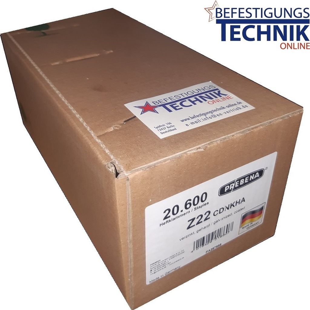 Prebena Fermacell Klammer Z22CDNKHA 22mm verzinkt für 4C-Z50 TJEP PZ-16/50 KG 725 KL-57 20,6M Pa
