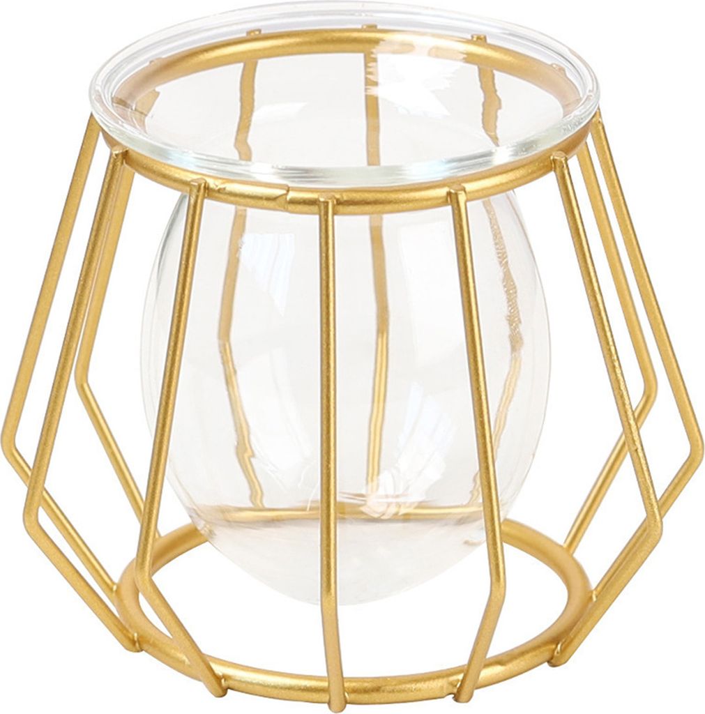 Blumenvase einfache feine Verarbeitung Glas Mini Mini auf die praktische Dekorpflanze für Wohnzimmer-Goldene Raute