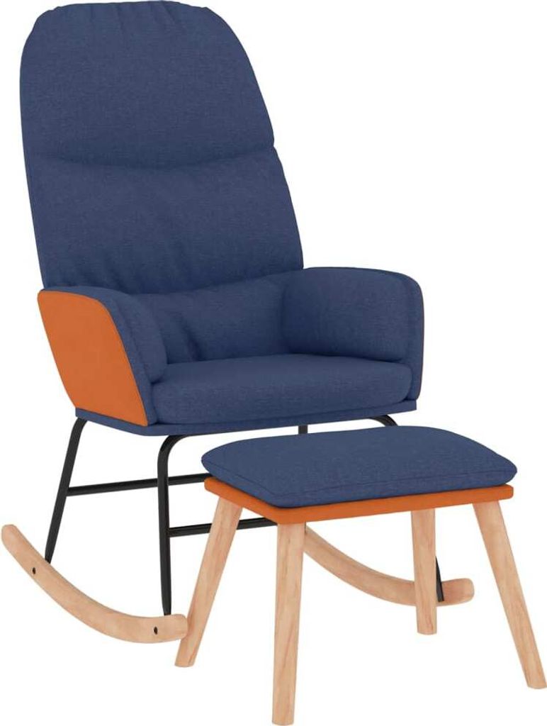 Schaukelsessel mit Hocker Blau Stoff