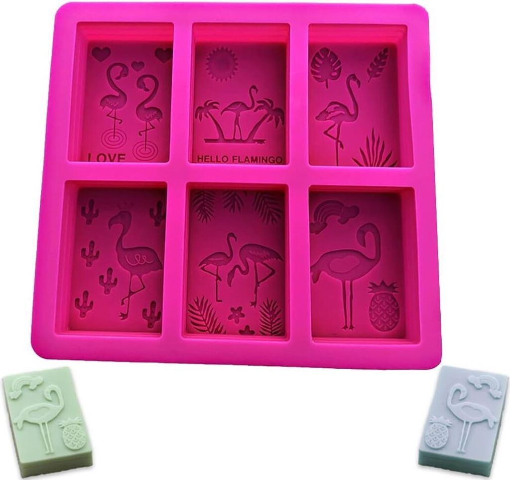 Seifenformen Flamingos Silikon, rechteckig für DIY Produktbild 
