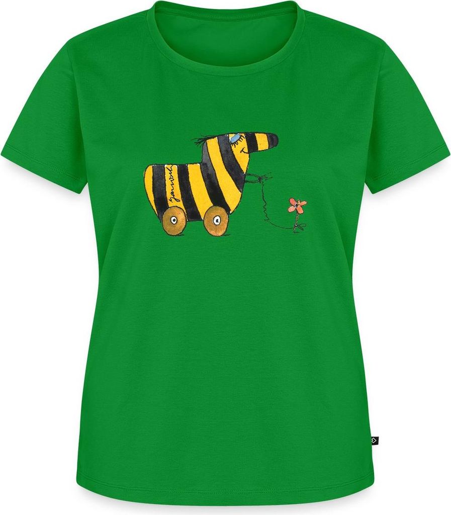 Spreadshirt Janosch Große Tigerente Mit Blume Frauen Premium T-Shirt, M, Grün