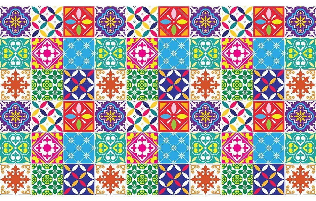 Selbstklebende Fliesenaufkleber für Küche und Bad – 60 Azulejos Caelina Fliesenaufkleber – 60 Aufkleber 10 x 10 cm