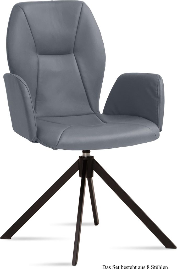 Armlehnstuhl drehbar (8er-Set) Deonne 58x92x60 Schwarz/Grau