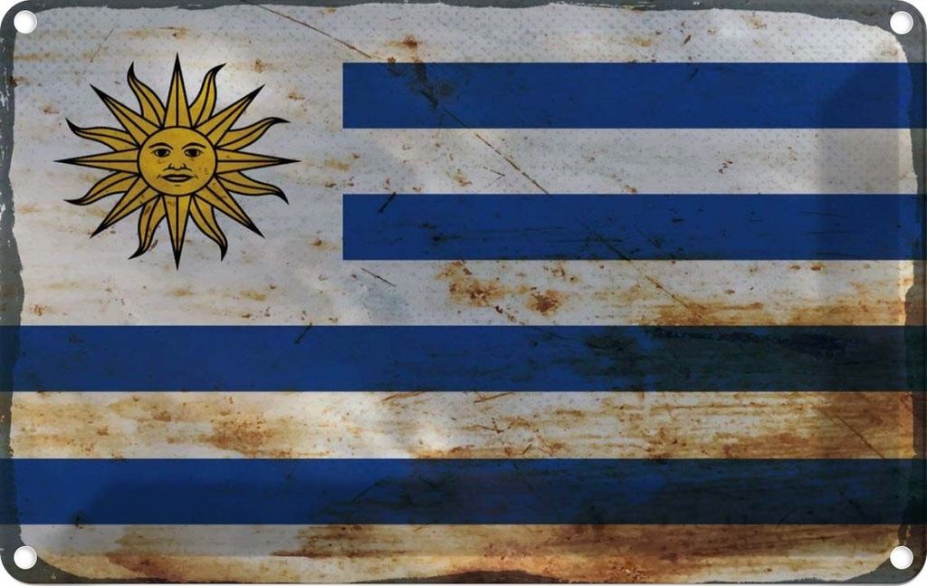 vianmo Blechschild 12x18 cm Uruguay Rost Flagge Fahne Wappen