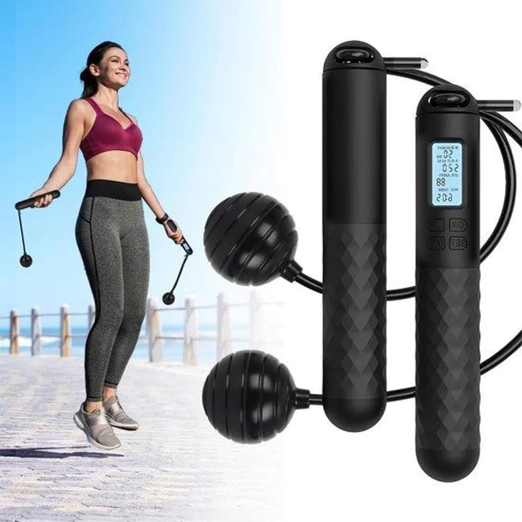 Corde à sauter numérique sans fil avec lestage pour fitness et cardio