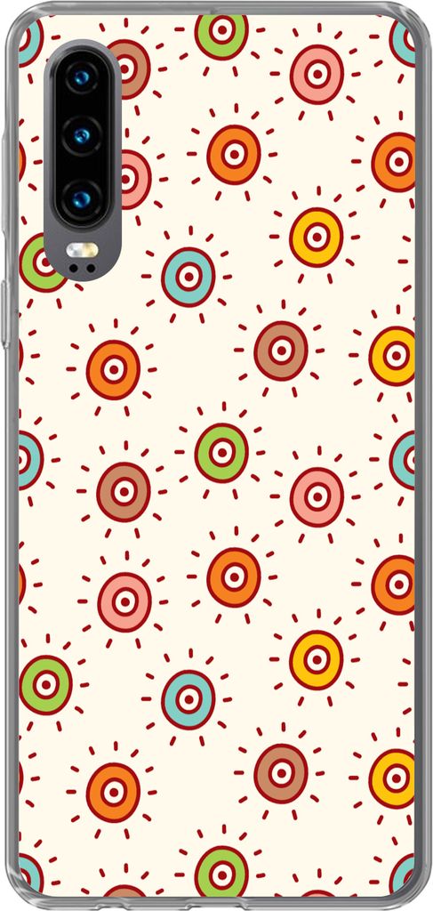 MuchoWow Handyhülle Schutzhülle Hülle für Telefoonhoesje Huawei P30 Muster - Sonne - Punkte - Mädchen - Kinder - Kinder Silikon Softcase Han...