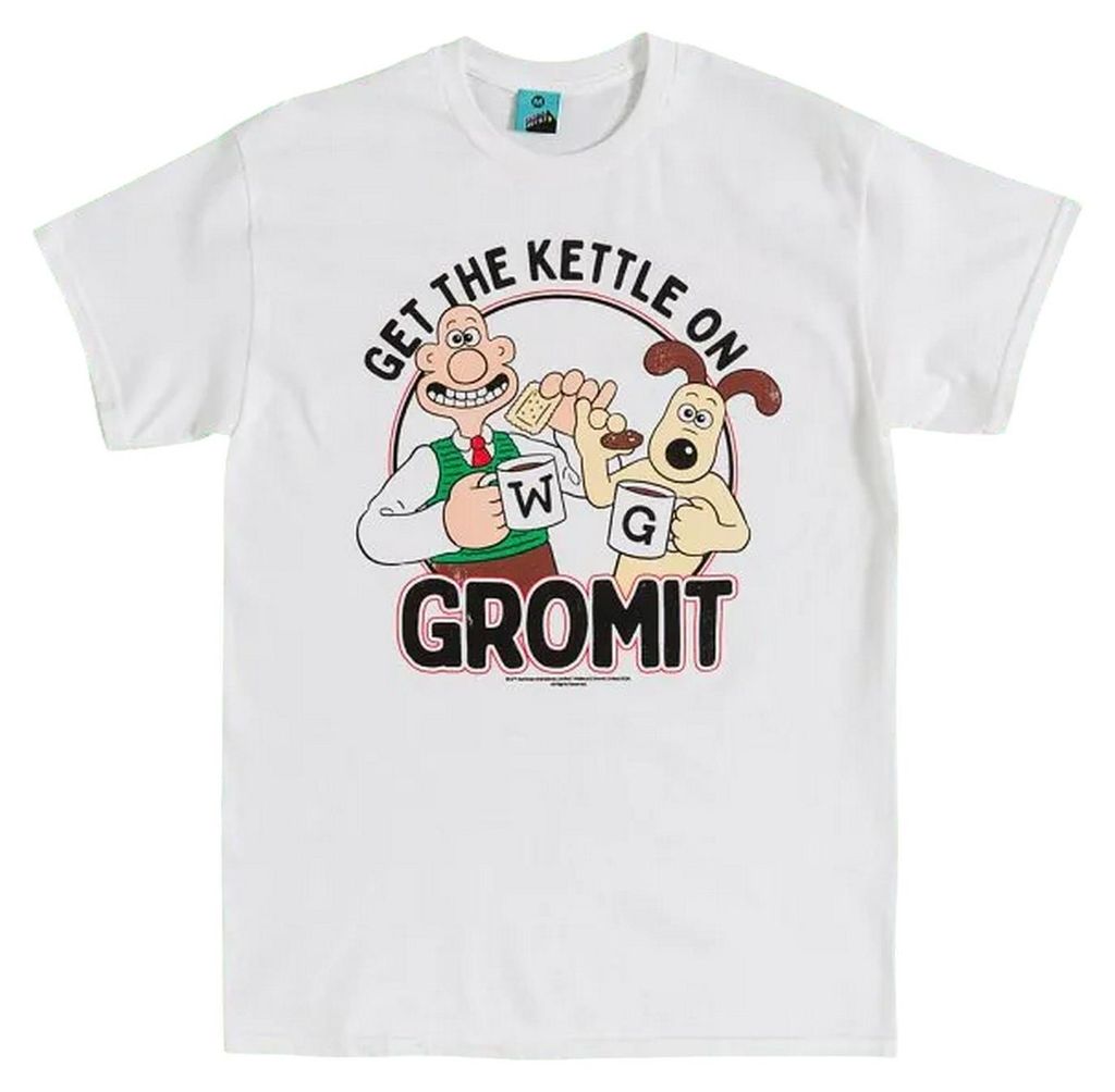 Wallace and Gromit - "Get The Kettle On" T-Shirt für Herren/Damen Uni TT1193 (L) (Weiß)