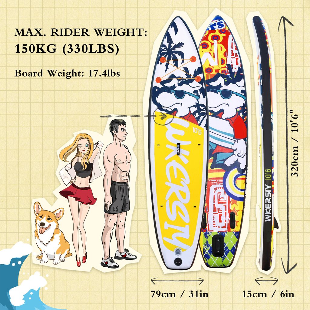WKERISY Stand Up Paddle Board, sada SUP pádel, nafukovací Obrázek produktu 2