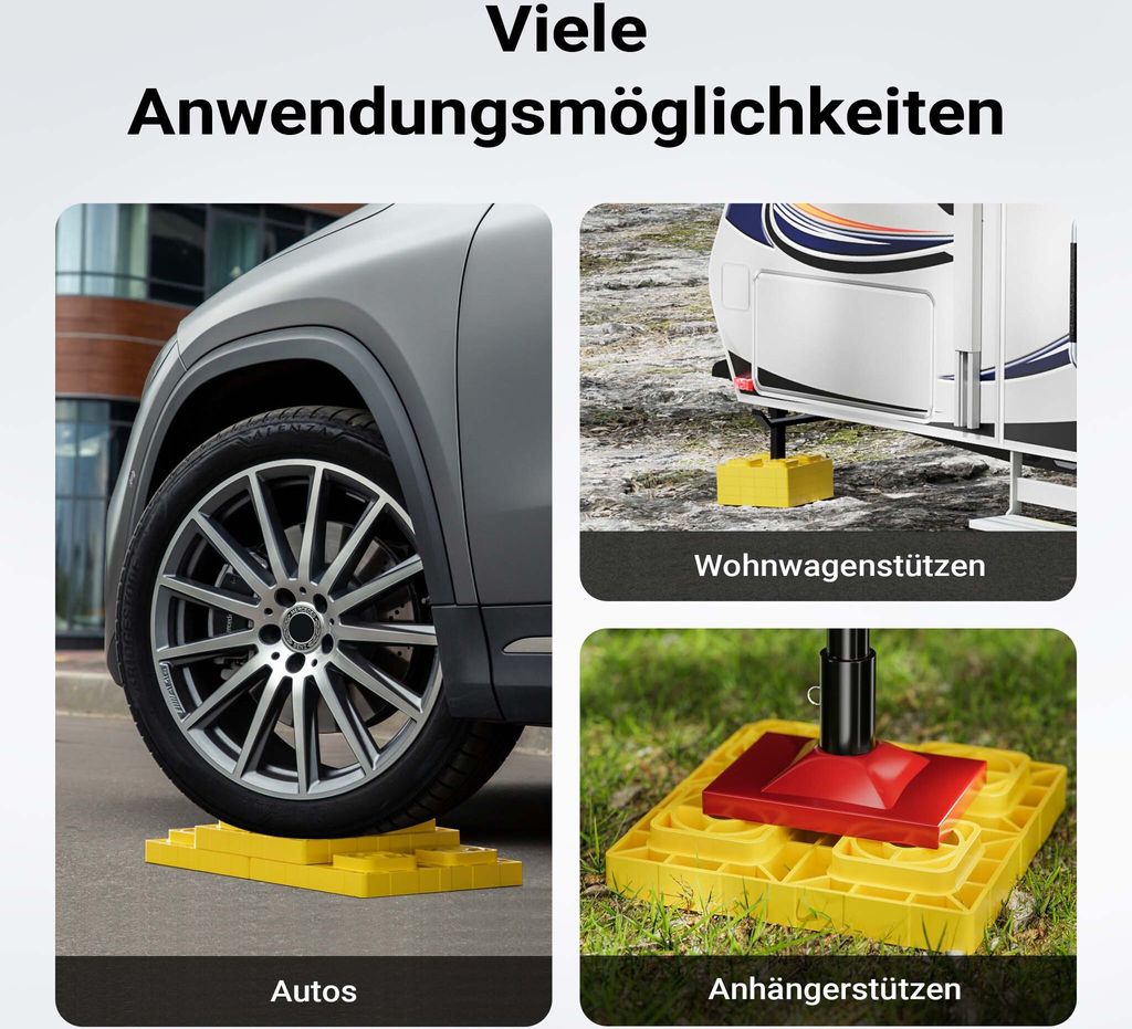 Wiltec Unterlegplatten 4er Set - HDPE Stützplatten Für Wohnwagen