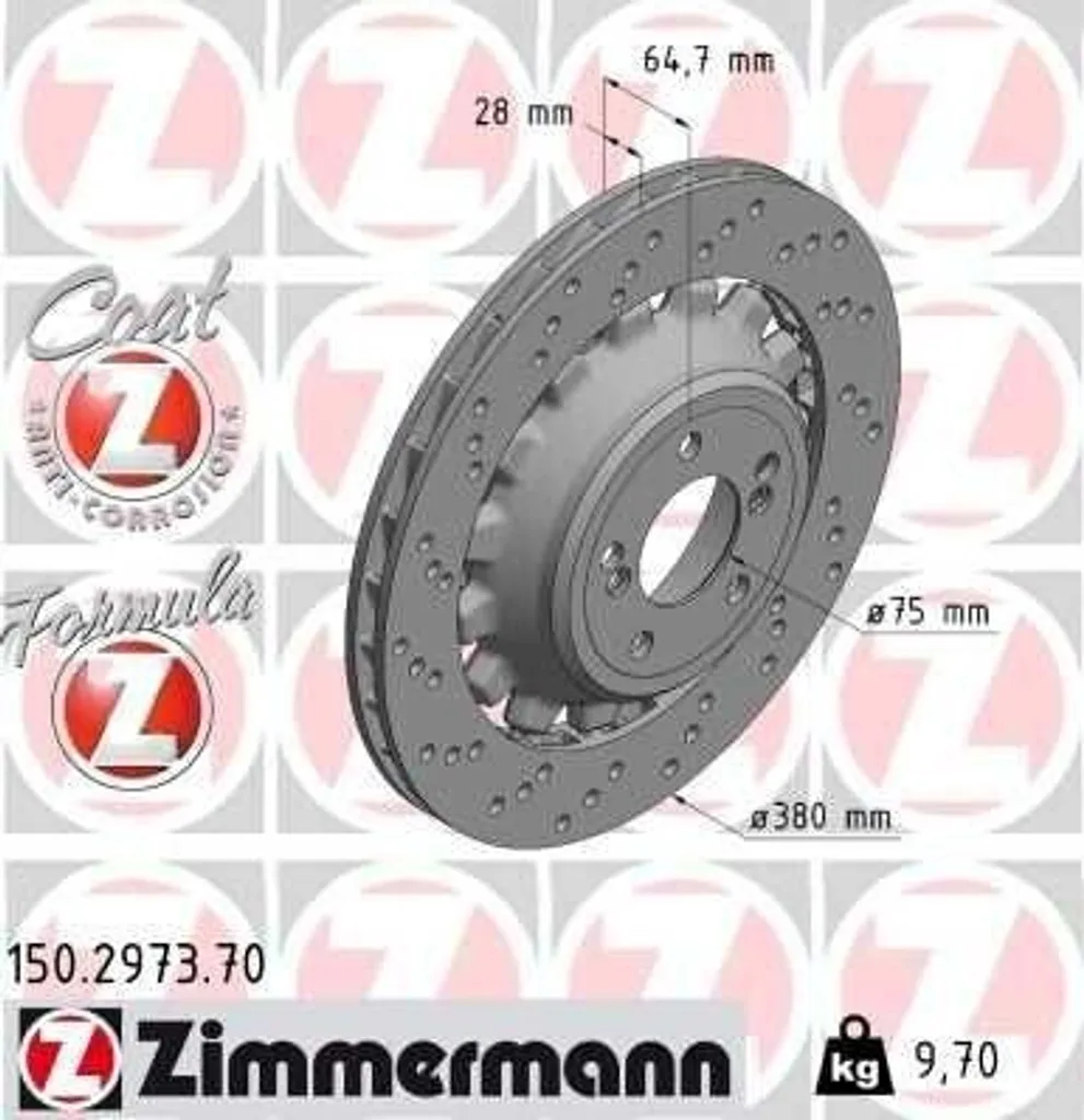 Disque de Frein Zimmermann Coat Z 150.2973.70 Série 2 F22 F87 Haute Qualité