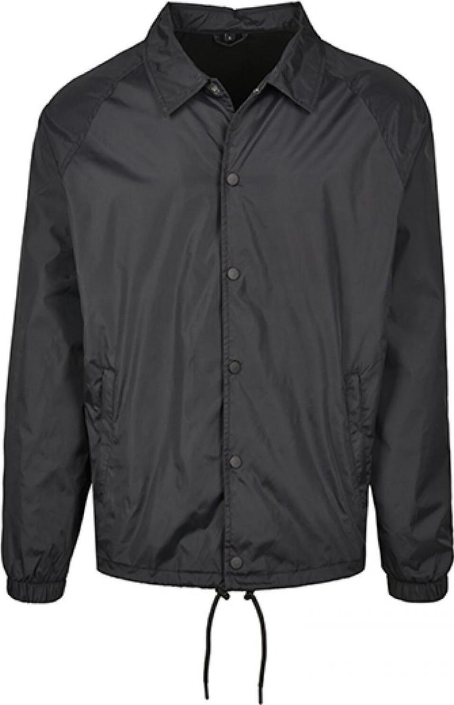 Build Your Brand Herren Windbreaker Coach Jacket BY128 Schwarz Black 3XL