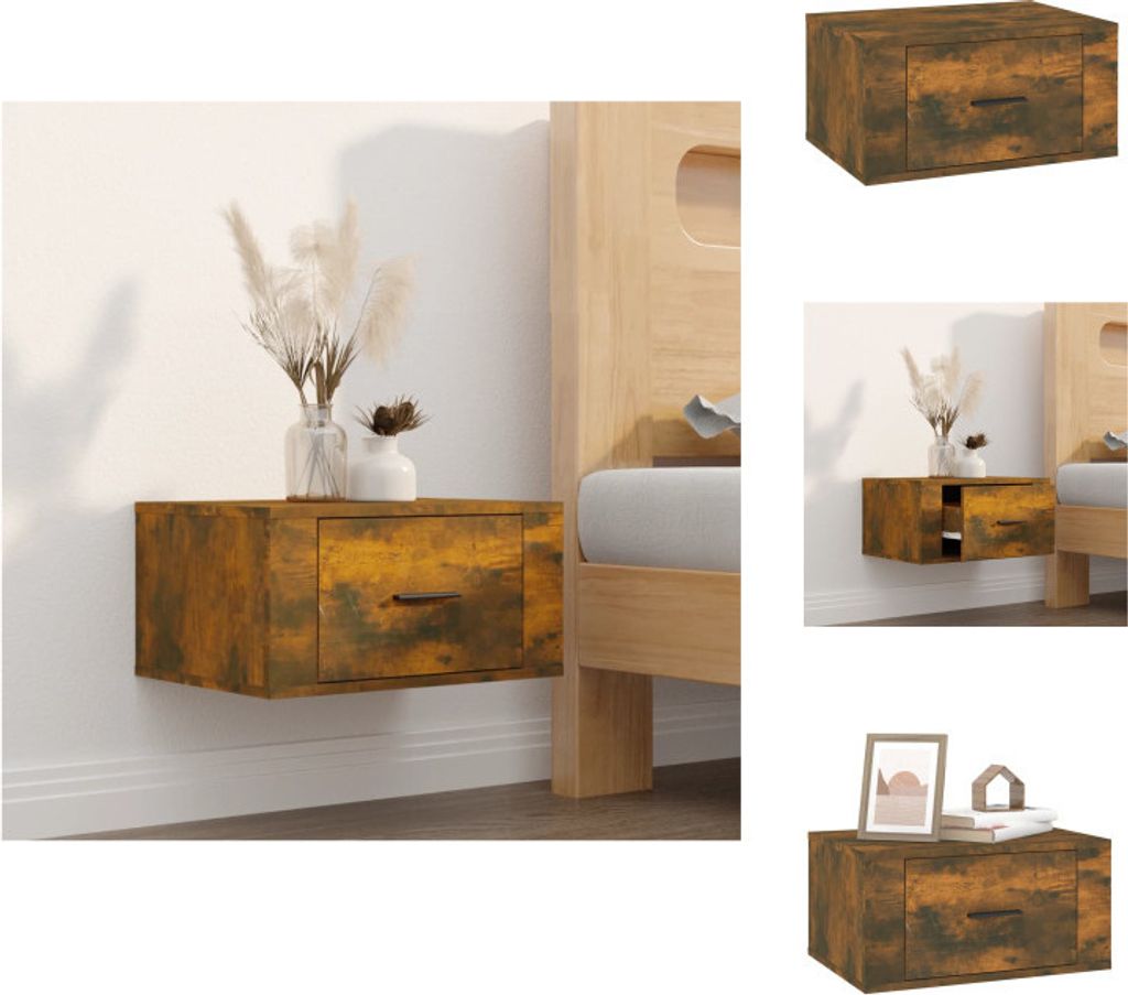 vidaXL Wand-Nachttisch Räuchereiche 50x36x25 cm - Nachttische