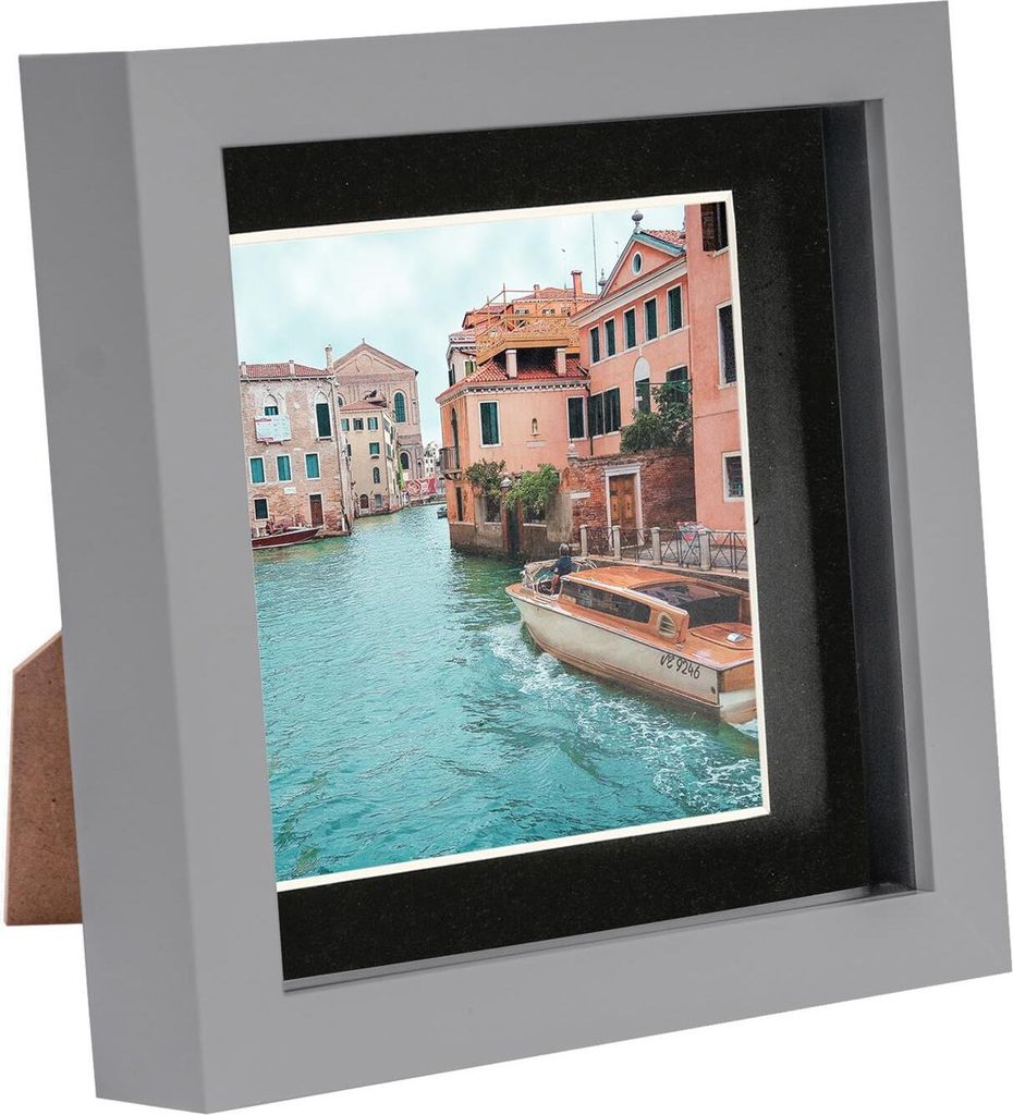 1x Grau 6" x 6" Acryl Schattenkastenrahmen - Schwarz 4" x 4" Montage - Tief Glas Foto Bild Blume Handwerk Speicher Wand Anzeige - Von Nicola Spring