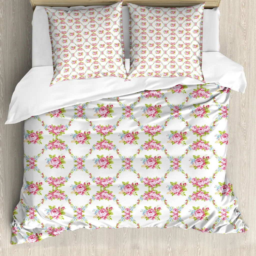 Copripiumino Anallergico ABAKUHAUS Shabby Flora 155x220 | Microfibra Rose
