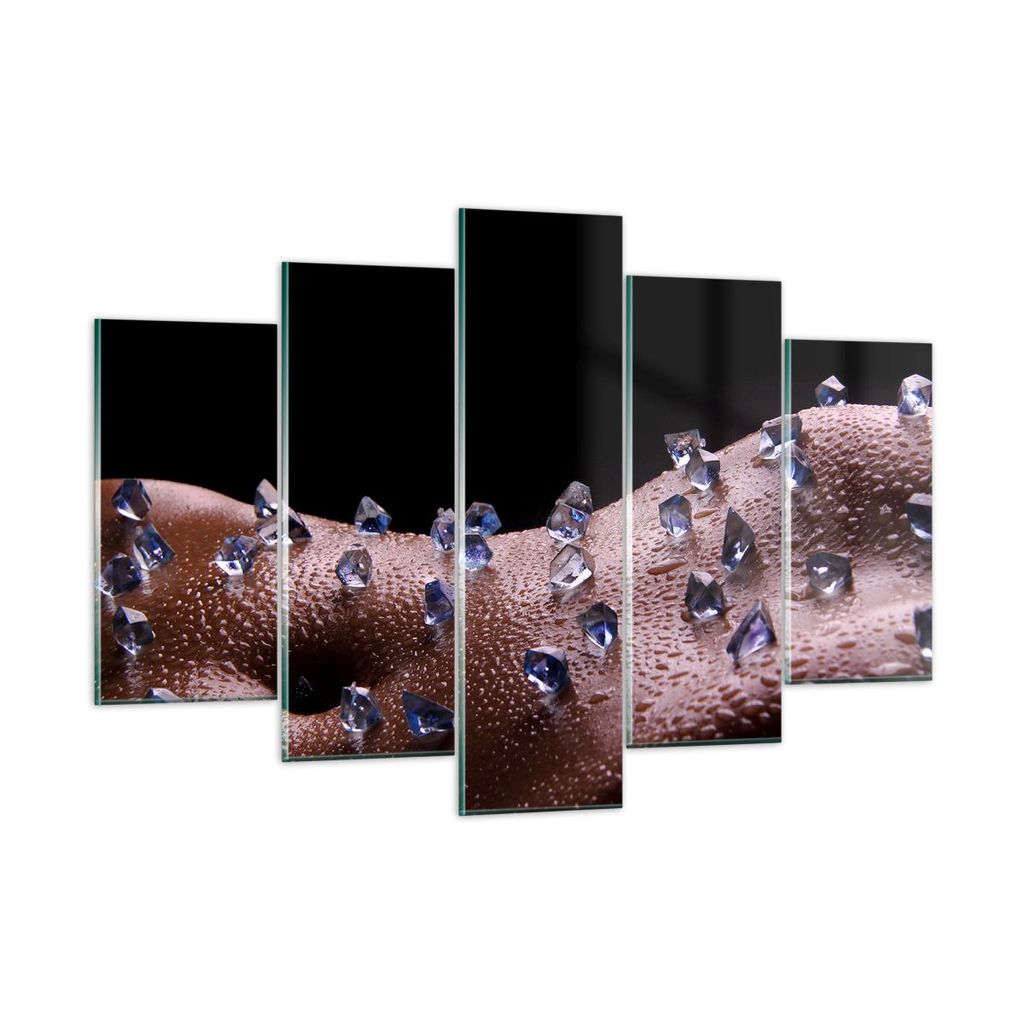Bilder auf glas - Frau Körper Kristalle Wassertropfen - 150x100cm - Glasbilder - Wandbilder - Kunstdruck - Wanddekoration aus Glas - Glas Bilder -...