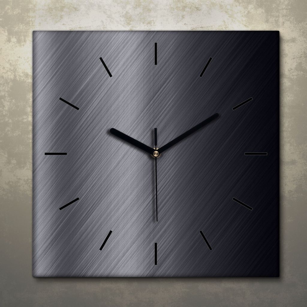 Wohnzimmer Leinwand Uhr Geräuschlos Küche 30x30 Metall, Stahl, Motive, Texture, schwarze Zeiger