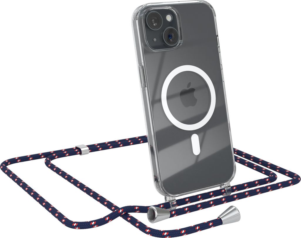 EAZY CASE - Handykette kompatibel mit Apple iPhone 15 Kette zum Umhängen Stoßfest Handyhülle für Apple iPhone 15 Silikon Hülle mit Band Handyt...