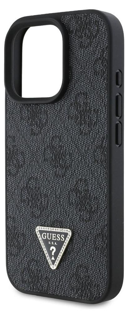 Guess Handyhülle Für IPhone 16 Pro – PU-Leder, Dreieck-Strass-Design, Blau, Mit MagSafe